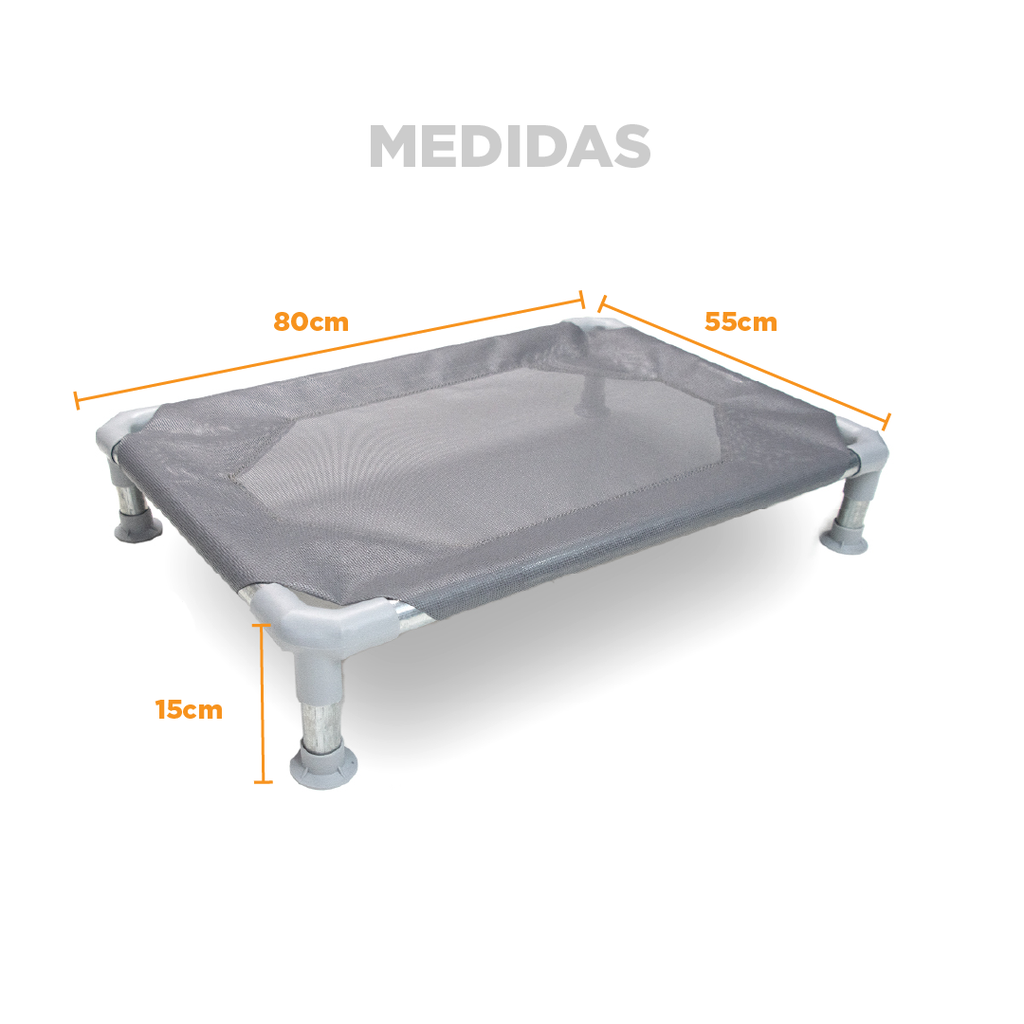 *CATRE CAMA GRIS DESARMABLE para PERRO MEDIANA 0,80 m X 0,55 m - SIMBA